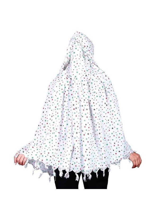 Shrux Shrux White Printed Design Breathable Sun Protection Light Weight Scarf Cum Mask | Driver Anti Pollution Full Face Cover With UV Sun Rays Protection Cloth | Cotton Long Scarf For Girl & Women - Image 2