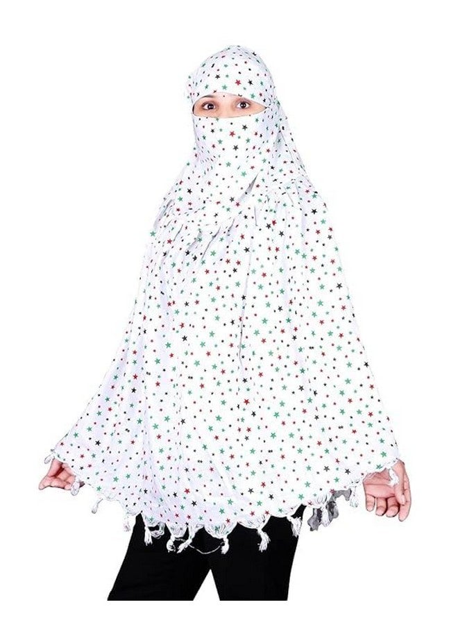 Shrux Shrux White Printed Design Breathable Sun Protection Light Weight Scarf Cum Mask | Driver Anti Pollution Full Face Cover With UV Sun Rays Protection Cloth | Cotton Long Scarf For Girl & Women - Image 1