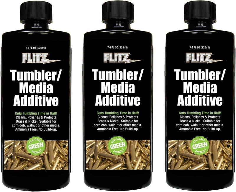 Flitz Tumbler Media Additive - 7.6oz Bottle of USA-Made Brass Cleaner Reloading Liquid for Ammo, Copper, & All Metals - Ammonia-Free Tumbling Polish to Remove Oxidation, Powder Residue (3 Pack) - Image 1