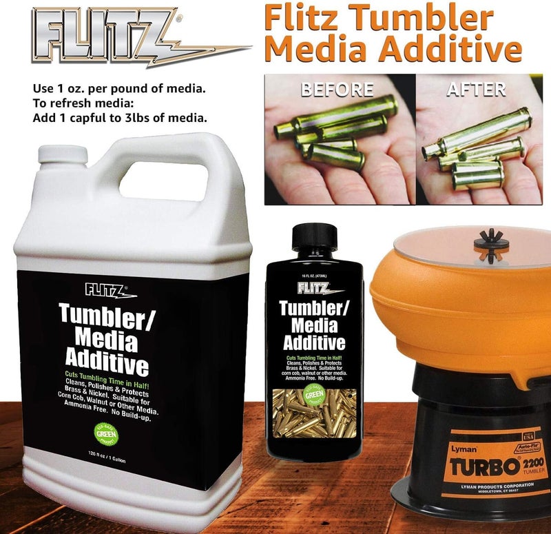 Flitz Tumbler Media Additive - 7.6oz Bottle of USA-Made Brass Cleaner Reloading Liquid for Ammo, Copper, & All Metals - Ammonia-Free Tumbling Polish to Remove Oxidation, Powder Residue (3 Pack) - Image 3