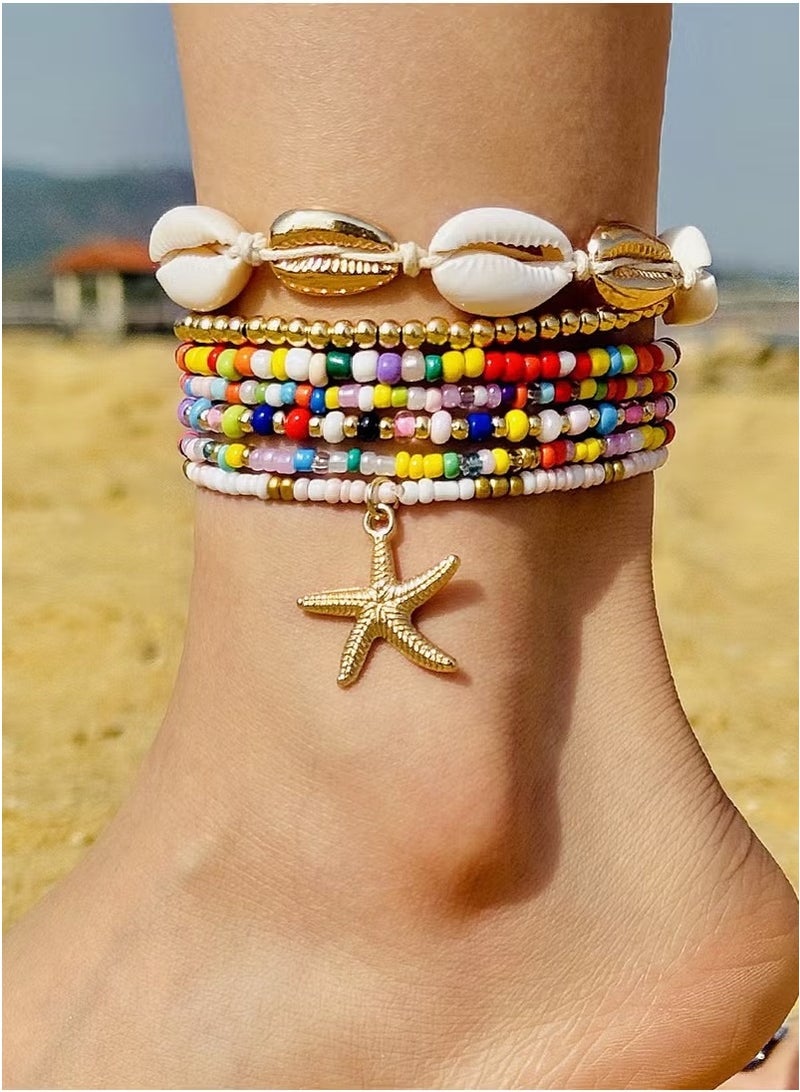 JOGAMS 12Pcs Bohemian Rice Grain Necklaces and Bracelets Shells and Stars Set Party Favors for Women - Image 4