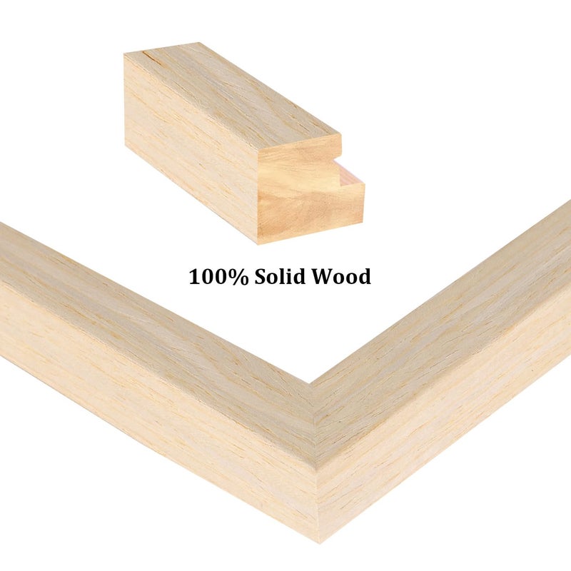 Egofine 8x8 Picture Frames Made of Solid Wood with Plexiglass  Display Pictures 4x4/6x6 with Mat or 8x8 Without Mat Set of 4 for Tabletop and Wall Mounting  Oak Wood - Image 2