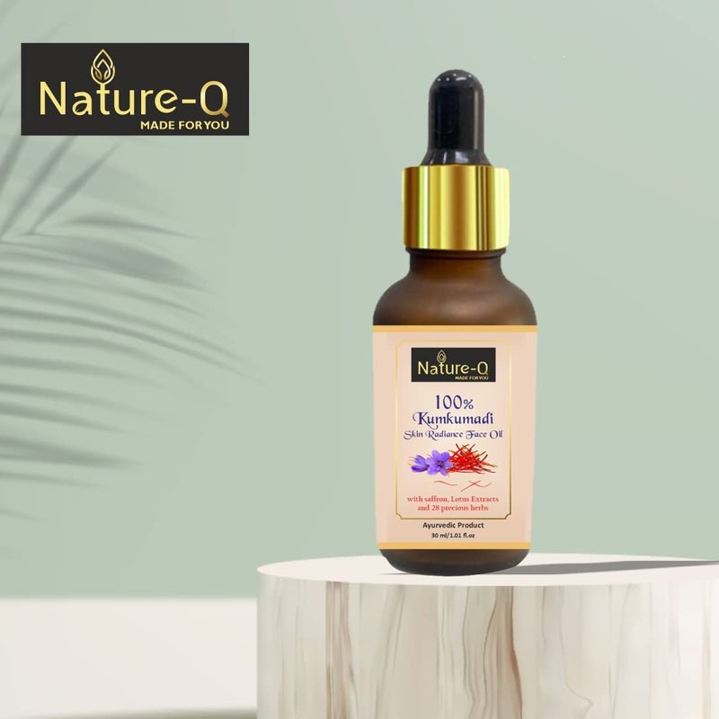 Nature-Q Nature Q 100 Kumkumadi Skin Radiance Face Oil 30ml with Saffron  Lotus Extract for Dull SkinDark SpotsPigmentationKumkumadi Tailam  - Image 2