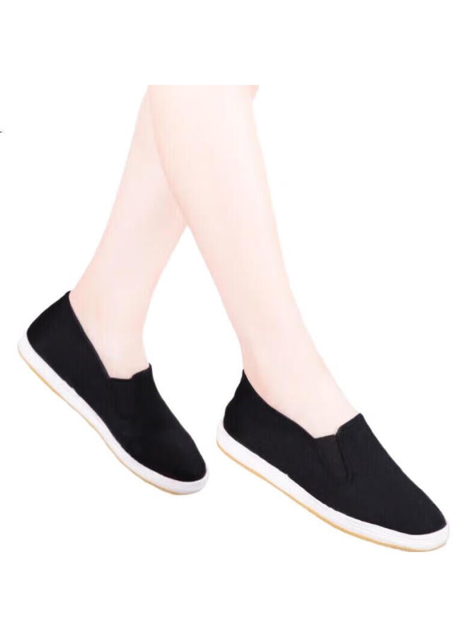 BUSHEYUAN Traditional Handmade Layered Sole Cloth Shoes Women'S Single Shoes Cow Tendon Sole Old Beijing Cloth Shoes Women Yw08 Black 40 - Image 3