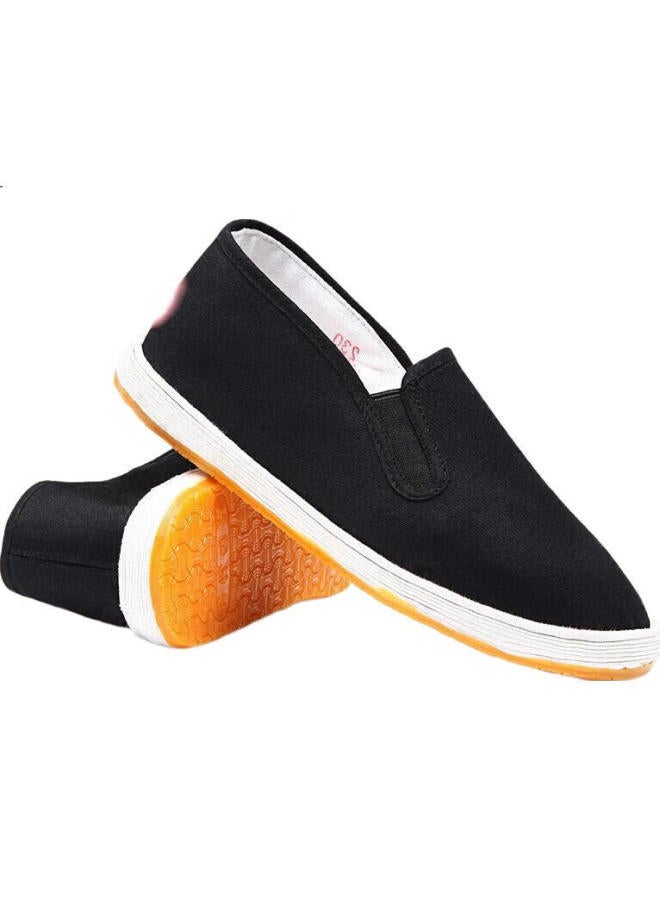 BUSHEYUAN Traditional Handmade Layered Sole Cloth Shoes Women'S Single Shoes Cow Tendon Sole Old Beijing Cloth Shoes Women Yw08 Black 40 - Image 1