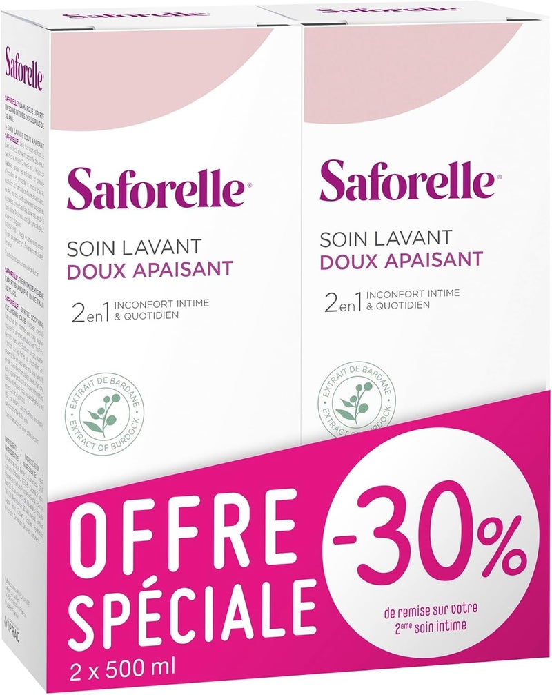 Saforelle Gentle Cleansing Care 2-in-1 for Sensitive Skin - 2 x 500ml - Image 1