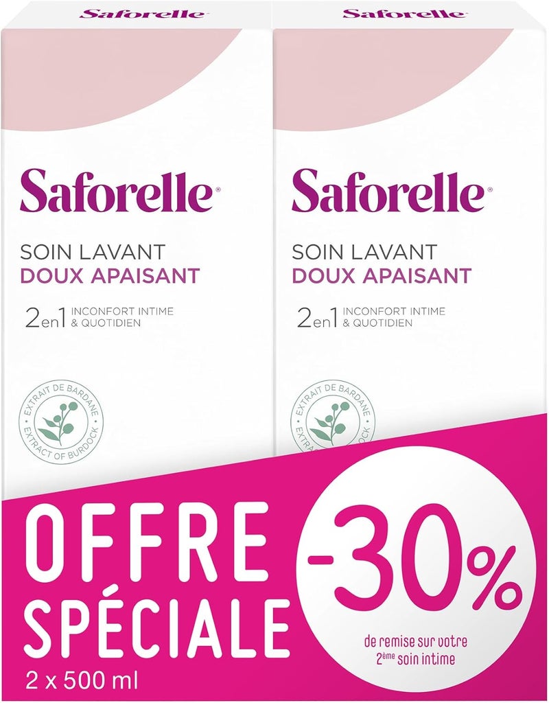 Saforelle Gentle Cleansing Care 2-in-1 for Sensitive Skin - 2 x 500ml - Image 2