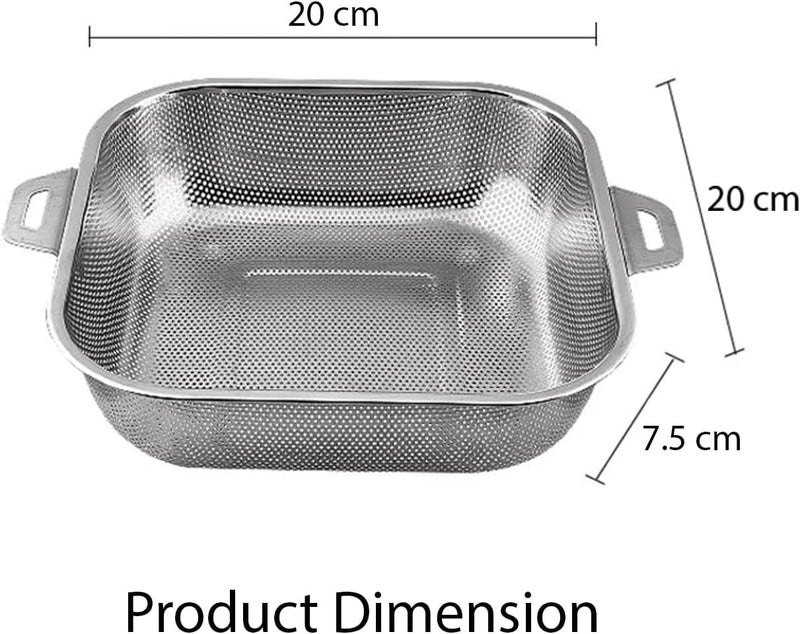 FENNEC MART 20cm Premium Stainless Steel Colander Handle Strainer for Washing Grains, Fruits, Veggies, and Pasta in The Kitchen - Image 3