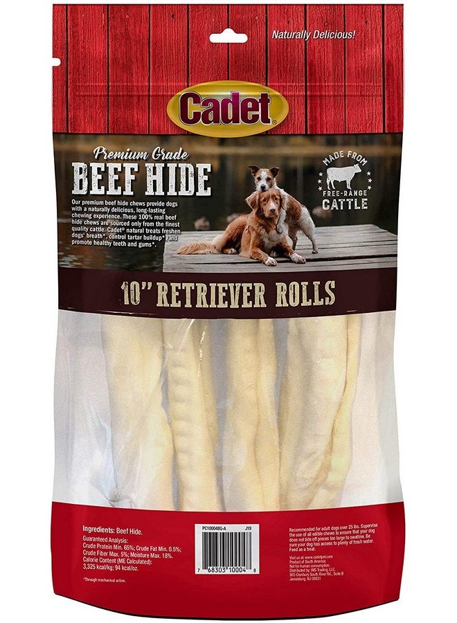 كاديت مجموعة كاديت المكونة من 3 قطع من لفائف جلد البقر الفاخرة للكلاب، 4 قطع مضغ للكلاب مقاس 10 بوصات لكل قطعة - Image 2