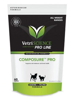 VetriScience Laboratories Composure Pro  Calming Support Supplement For Cats & Dogs  Relaxation Bites With Colostrum Calming Complex & Vitamin B  Clinical Strength Calming Pet Aid Chews  60 Chews  - Image 1