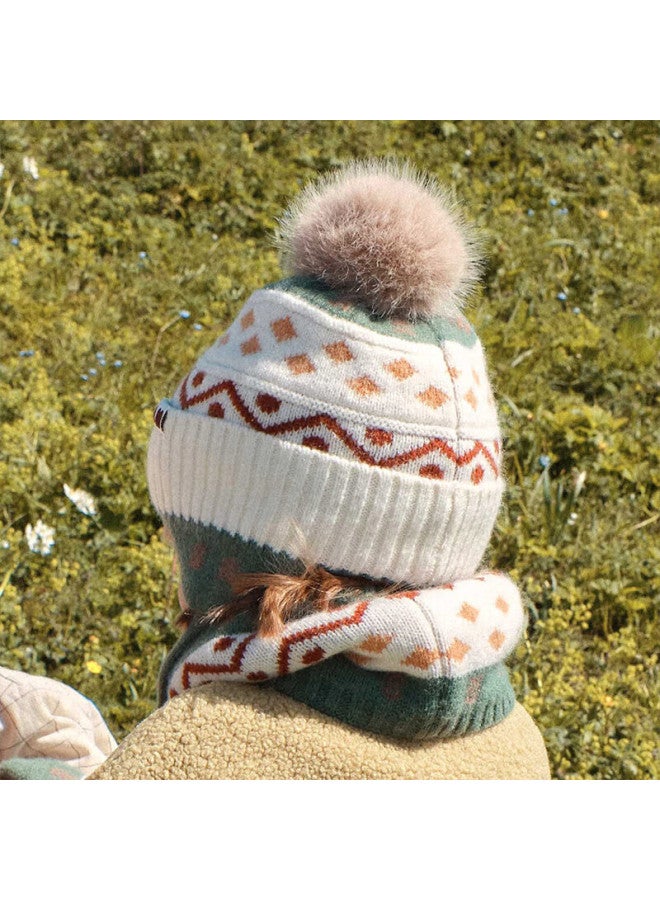 Lemonkid Children's Hat, Boys And Girls Knitted Ear Protection Cap, Scarf, Gloves, Warm And Windproof, Matcha Milk Green, Size 48 - Image 2