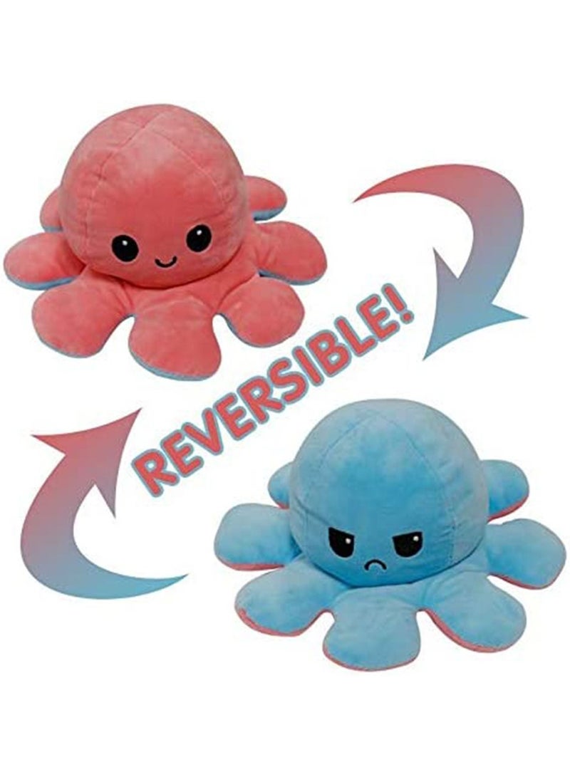 GT-Wheel Cute Double-sided Octopus Flip Plushie, Reversible Octopus Plush Stuffed Animals Doll Creative Toy Gifts for Kids, Girls, Boys, Friends (pink light blue)  - Image 1