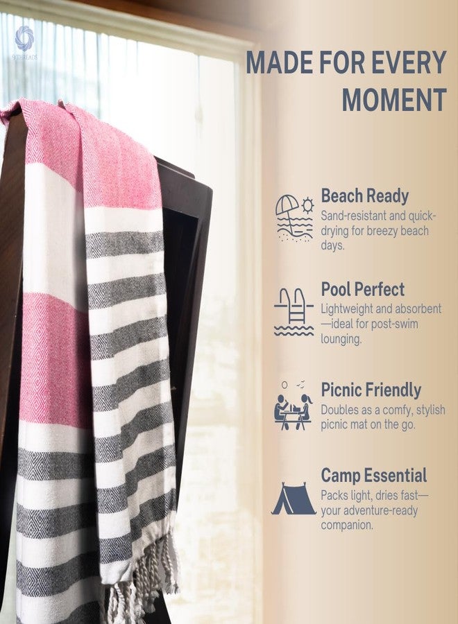 9Threads 100% Cotton Turkish Beach Towel with Towels Oversized 36"x72" Pool Absorbent Extra Large Quick Dry Sand Travel Towel (Rosé Obsidian, 4 Pack) - Image 4