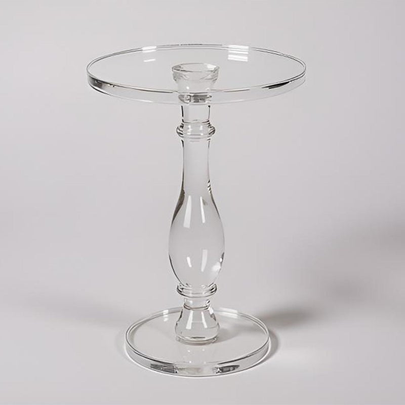 LIKENOW Acrylic End TableAcrylic Side TableModern Nightstand with Clear Small Round Top and Solid Post for Living RoomBedroom and Lobby 135x135x195 High inches