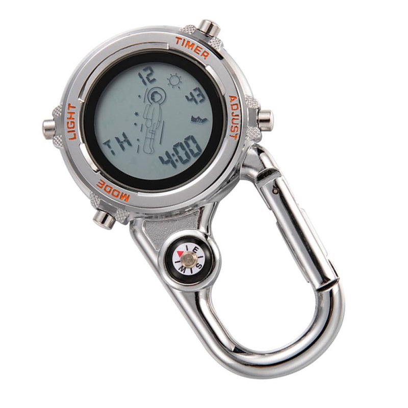 Orange Dial Clip On Metal Pocket Watch Unisex Outdoor Sports Accessory For Hiking Backpacking - Image 2