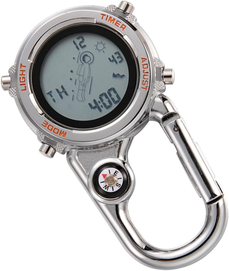 Orange Dial Clip On Metal Pocket Watch Unisex Outdoor Sports Accessory For Hiking Backpacking - Image 1