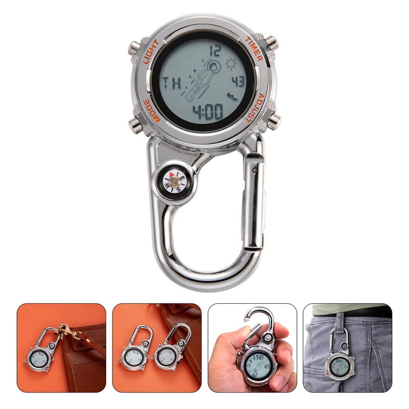 Orange Dial Clip On Metal Pocket Watch Unisex Outdoor Sports Accessory For Hiking Backpacking - Image 5