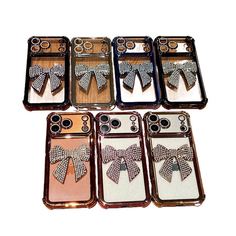 غطاء واقي بTPU لـ iPhone 15 / 15 Plus / 15 Pro / 15 Pro Max مع حماية من السقوط وتصميم فيونكة مع مقاوم للصدمات مع مقاوم للخدش باللون Gold من مادة TPU - Layan Lure - Image 2