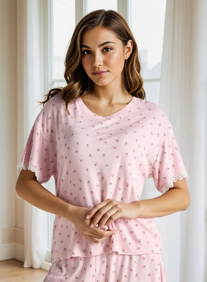 سبلاش فيڤ Strawberry Print Shorts Set