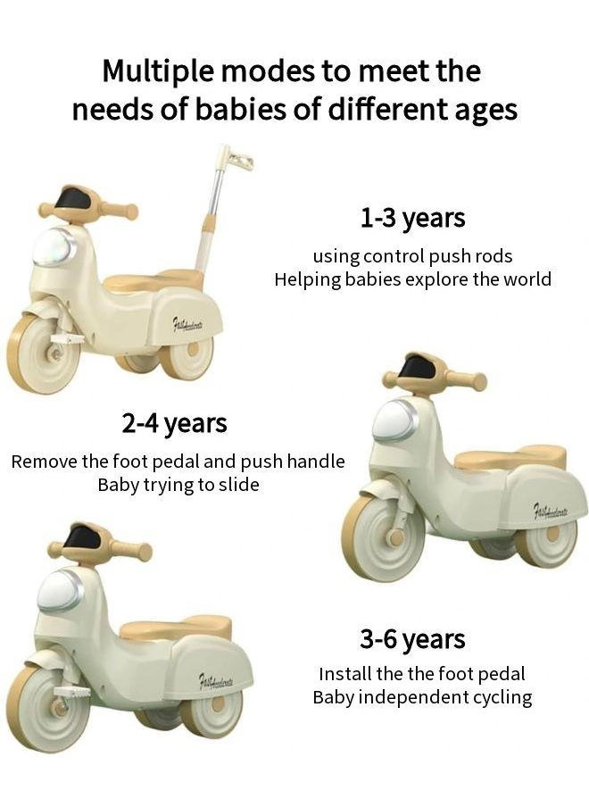 Vixplorn Ride-on Toys Kids Trike Kids Tricycles with Push Handle Baby Balance Bike Rideable and Pushable Toddler Bike with Parent Handle for 2-6 Years Old Toddlers Trike with Music&Light and Wheels Foot Pedal Riding Gift  - Image 4