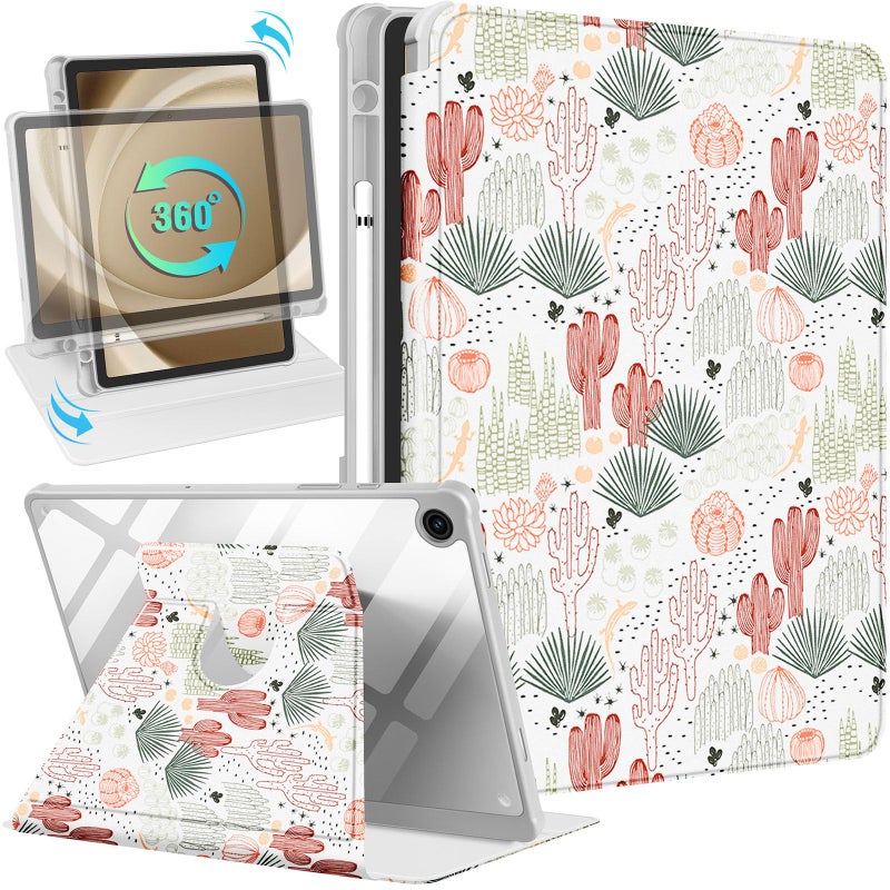 Kidcube for Samsung Galaxy Tab A9 Plus Case 11 Inch for Women Girls Folio Cover with Pencil Holder Cute Cactus Girly Unique Design Rotating Stand Teens for Tab A9 Plus Tablet Case SMX210X216X218