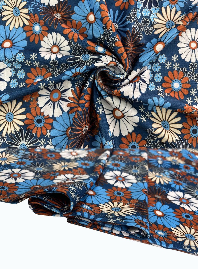 SimpleFun Sun Dresses Women Summer Casual Knee Length Cotton Strechy Tank Dress Floral Blue,L - Image 5