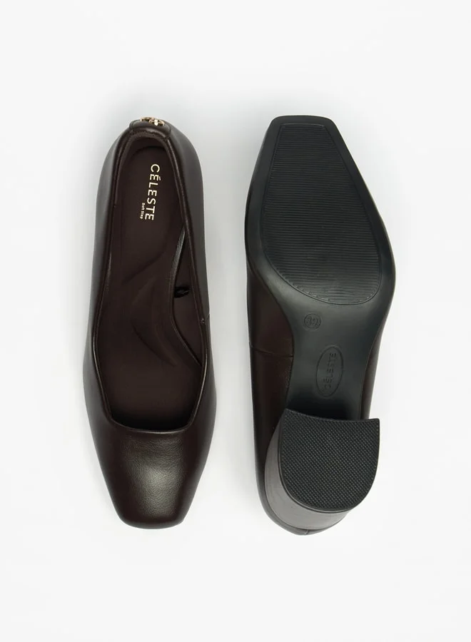 سيليست Women's Solid Slip-On Shoes with Block Heels