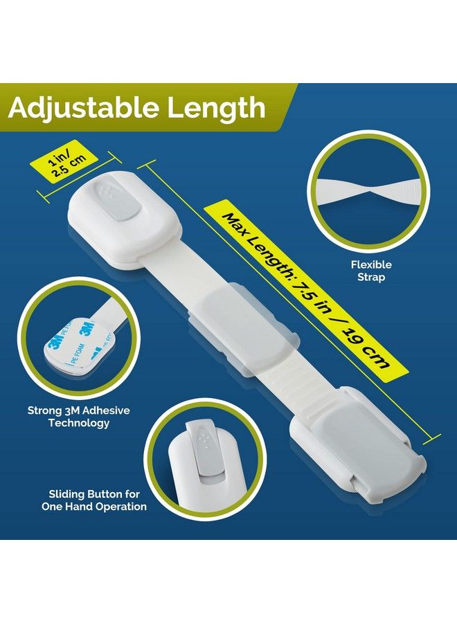 Wappa Baby Child Safety Strap Locks (8Pack) Baby Locks For Cabinets And Drawers Toilet Fridge & More. 3M Adhesive Pads. Easy Installation. (White/Gray) - Image 5