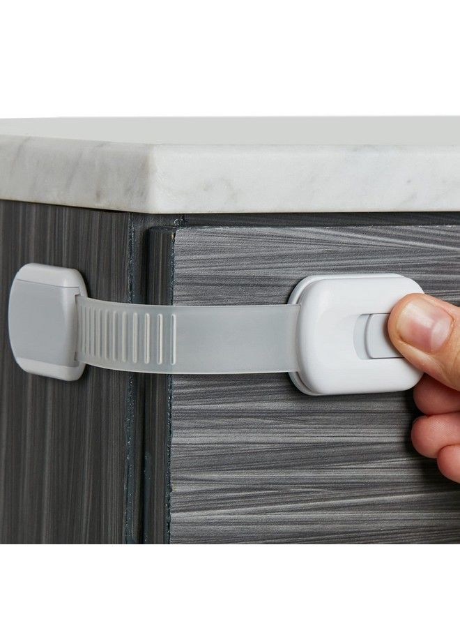 Wappa Baby Child Safety Strap Locks (8Pack) Baby Locks For Cabinets And Drawers Toilet Fridge & More. 3M Adhesive Pads. Easy Installation. (White/Gray) - Image 1