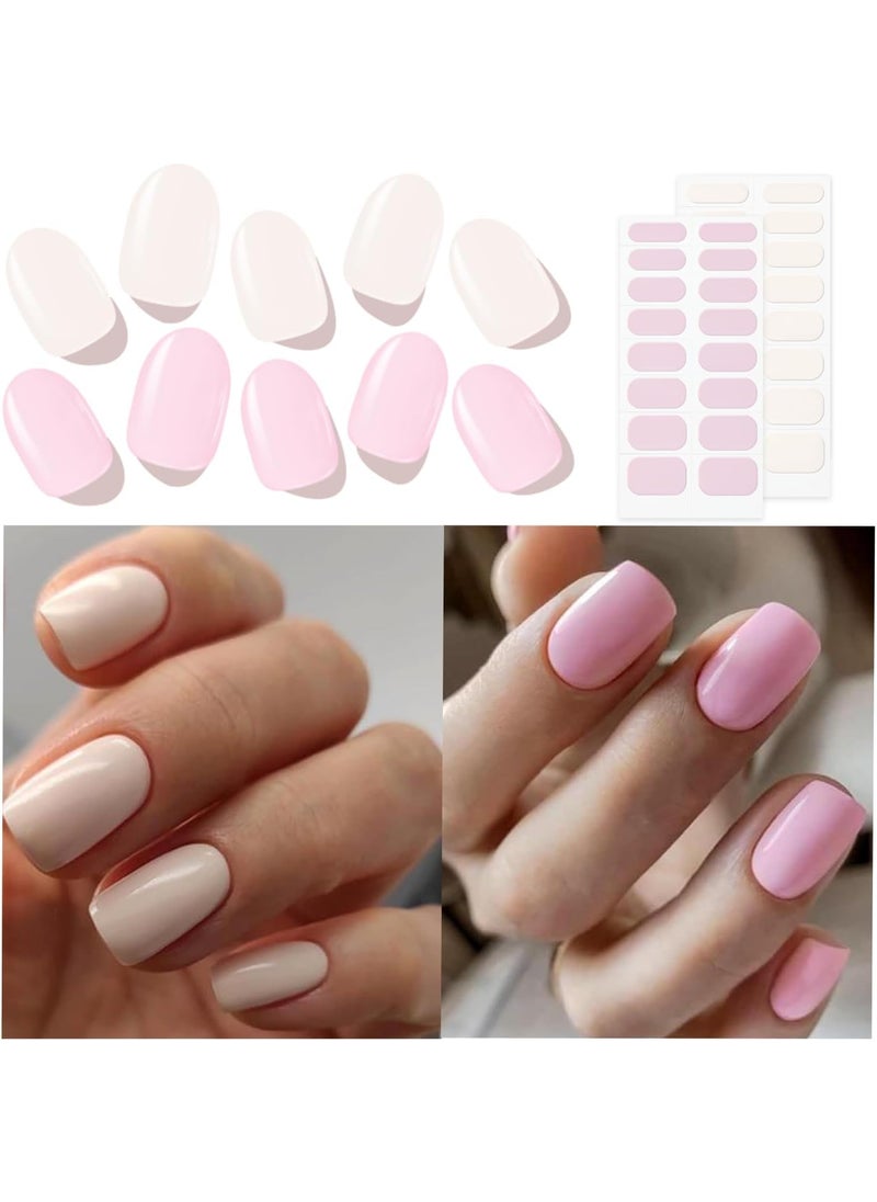 modelones Modelones Semi Cured Gel Nail Strips, 64 Pcs Transparent Crystal Clear Pink Purple Gel Nail Stickers Sheer Gel Polish Strips, Ultra-Glossy, Long Lasting, UV Light Required 