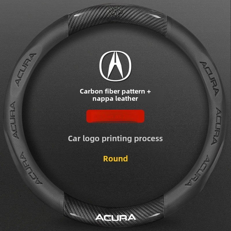 Generic Ultra-Thin Carbon Fiber Steering Wheel Cover for Acura Black carbon fiber pattern nappa leather [round special] Acura standard