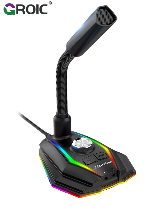 GROIC Computer USB Microphone 3.5mm AUX Output Noise Reduction Phone Call Conference Omnidirectional Condenser Microphone - Image 1