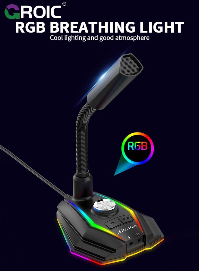 GROIC Computer USB Microphone 3.5mm AUX Output Noise Reduction Phone Call Conference Omnidirectional Condenser Microphone - Image 4