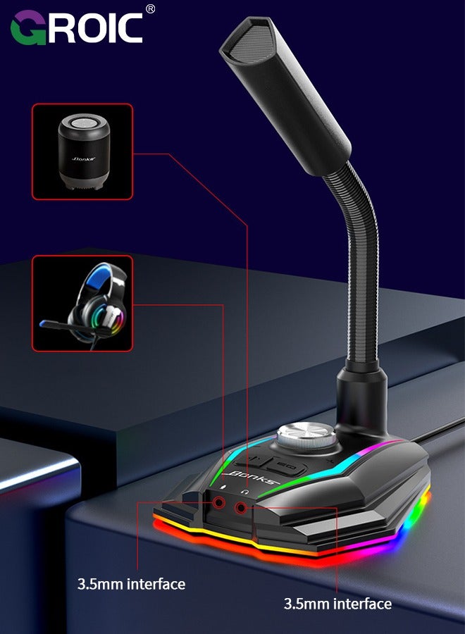 GROIC Computer USB Microphone 3.5mm AUX Output Noise Reduction Phone Call Conference Omnidirectional Condenser Microphone - Image 3