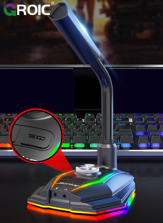 GROIC Computer USB Microphone 3.5mm AUX Output Noise Reduction Phone Call Conference Omnidirectional Condenser Microphone - Image 5