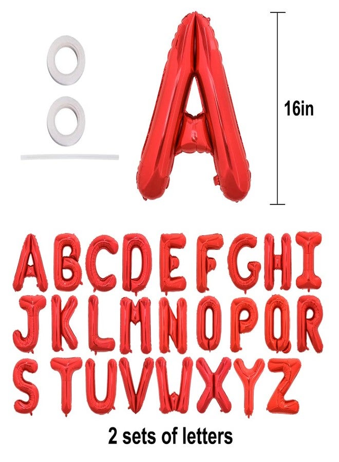 TONIFUL 2 Set of 16 Inch Red Letter A-Z Balloons Custom Phrase Mylar Foil Alphabet Letter Create Your Own Banner Reusable for Birthday Anniversary Celebration Graduation Party Supplies Decorations - Image 2
