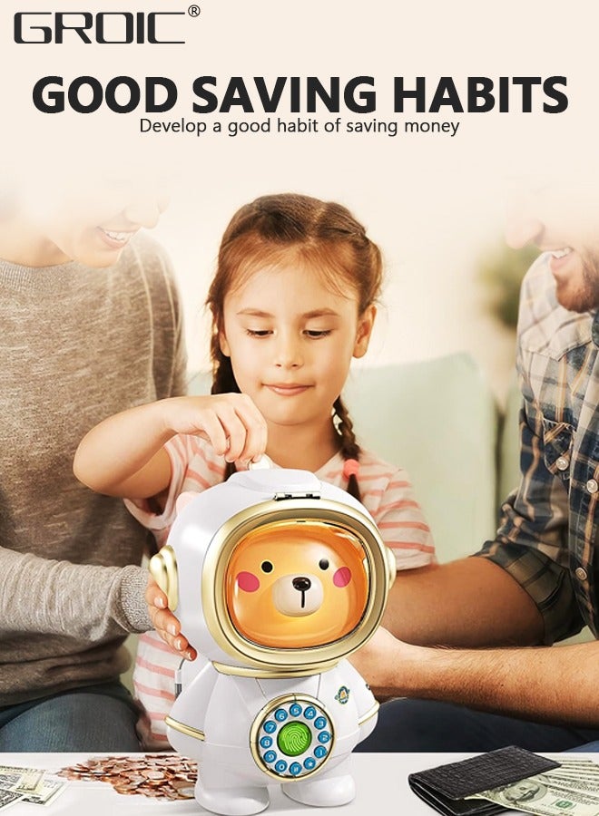 GROIC Space Bear Electronic Bank Toys, Mini ATM Toys, Safe Coin Banks Money Saving Toys with Personal Password  Fingerprint Unlocking  Music and Night Light, Best Toy Gifts for Kids - Image 5