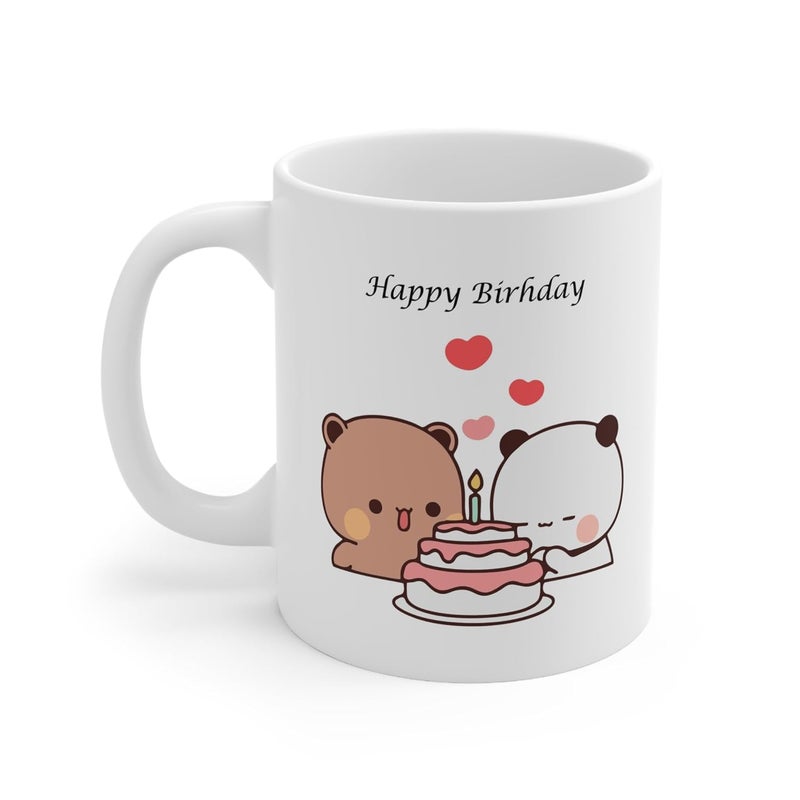 Couples Emotion Happy Birthday Printed Mocha Milk bubu dudu Ceramic Coffee Mug - Image 4