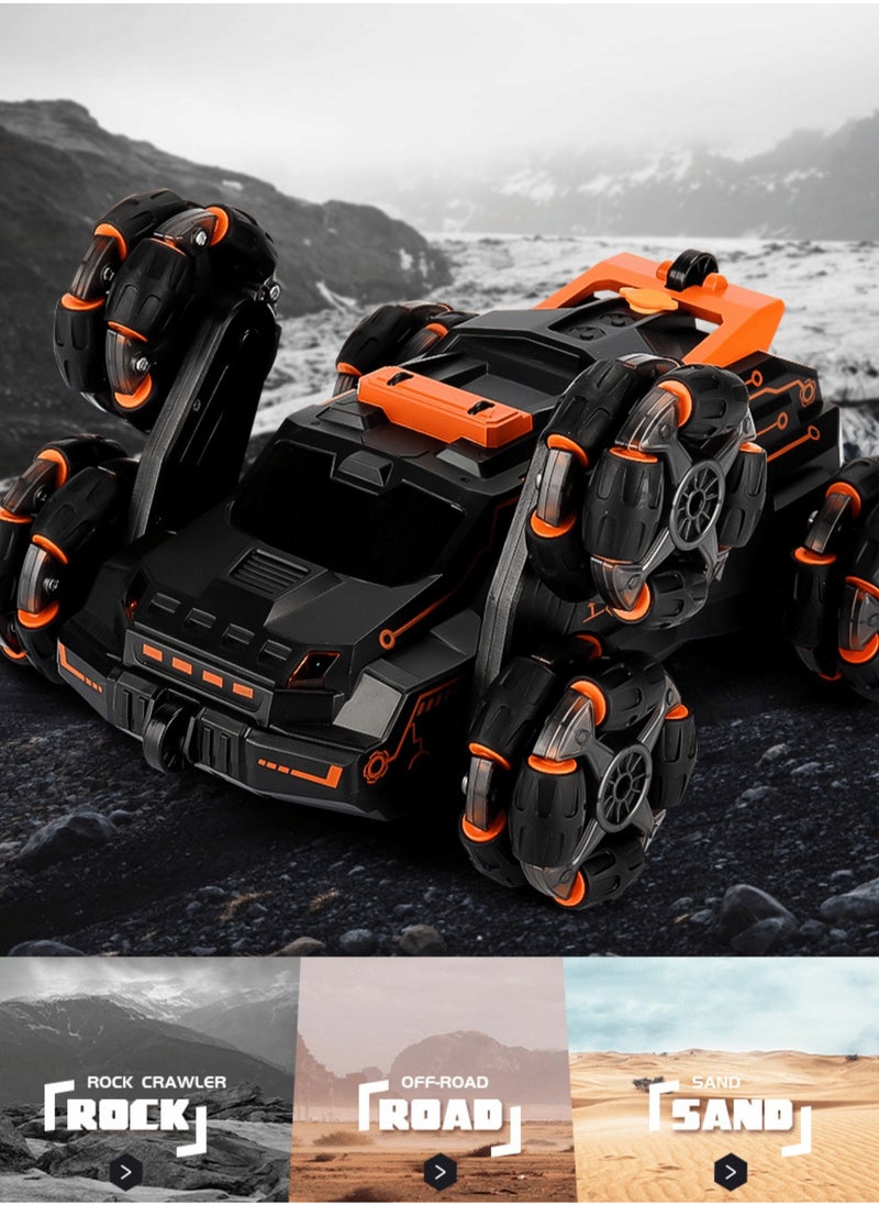 Harvestoy 1:16 Scale RC Car Remote Control Car 2.4 GHz Six-Wheel 4WD Stunt Car,Arm Stunt Toy Car with Music Lights and Spray,Gift for Boys Girls Kids  - Image 4