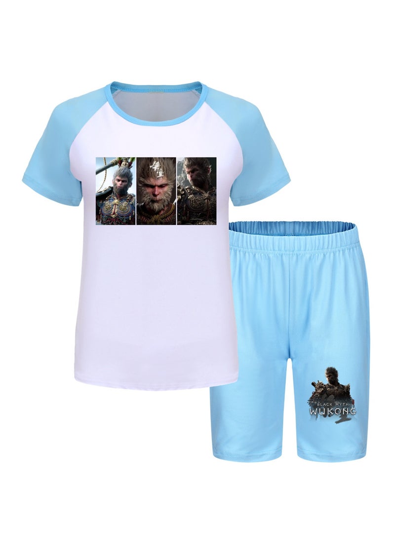 MQD Black Myth Wukong Children's T-shirt And Pajama Set 