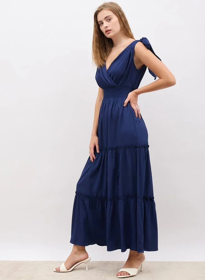 Styli Navy Tiered Dress