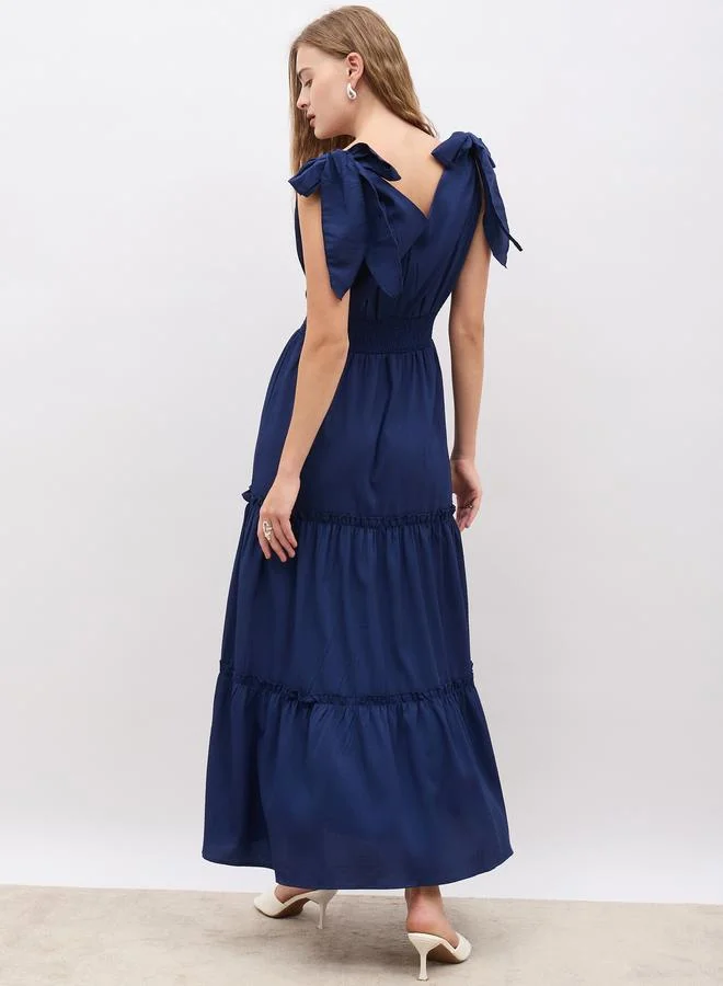 Styli Navy Tiered Dress