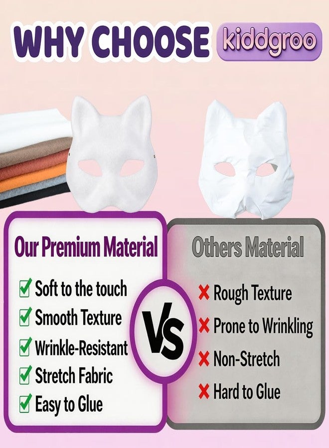 kiddgroo Therian Mask Kit, 50 Pcs Cat Mask with Blank Masks Felt Sheets Furs Eye Meshes for Therian Gear Stuff, DIY Mask Craft Kit for Halloween Masquerade Party - Image 4
