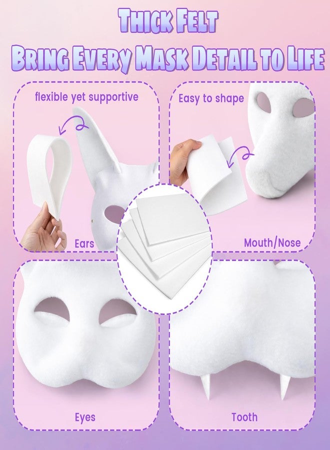 kiddgroo Therian Mask Kit, 50 Pcs Cat Mask with Blank Masks Felt Sheets Furs Eye Meshes for Therian Gear Stuff, DIY Mask Craft Kit for Halloween Masquerade Party - Image 5