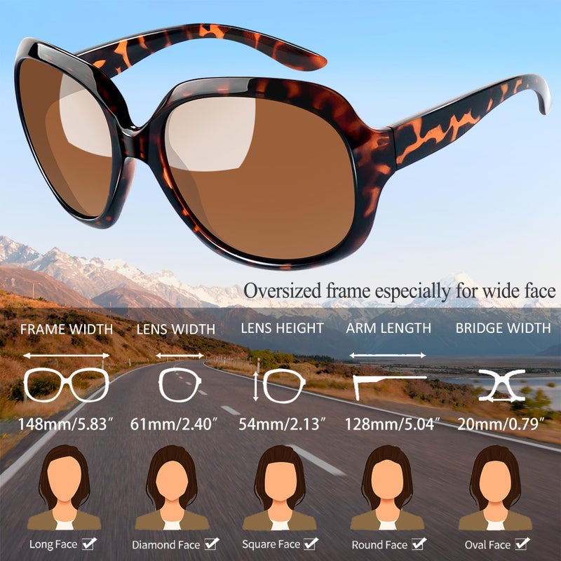 Joopin Trendy Oversized Sunglasses Jackie Shades for Women Ladies Polarized Sun Glasses Chunky Sunnies (Black+Leopard Brown) - Image 5