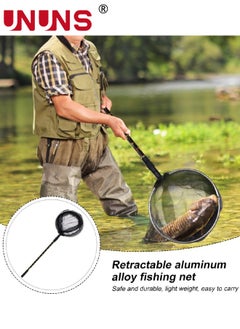 UNUNS Fishing Net,Foldable Fishing Landing Net With 2.1m Telescopic Pole,Collapsible Fish Rod,Rubber Coated Nylon Mesh For Steelhead Kayak Catfish Fly Bass Trout Shrimp Crab,Easy Catching Releasing  - Image 3