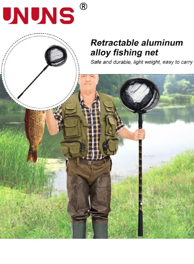 UNUNS Fishing Net,Foldable Fishing Landing Net With 2.1m Telescopic Pole,Collapsible Fish Rod,Rubber Coated Nylon Mesh For Steelhead Kayak Catfish Fly Bass Trout Shrimp Crab,Easy Catching Releasing - Image 4
