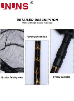 UNUNS Fishing Net,Foldable Fishing Landing Net With 2.1m Telescopic Pole,Collapsible Fish Rod,Rubber Coated Nylon Mesh For Steelhead Kayak Catfish Fly Bass Trout Shrimp Crab,Easy Catching Releasing  - Image 2