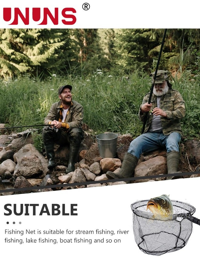 UNUNS Fishing Net,Foldable Fishing Landing Net With 2.1m Telescopic Pole,Collapsible Fish Rod,Rubber Coated Nylon Mesh For Steelhead Kayak Catfish Fly Bass Trout Shrimp Crab,Easy Catching Releasing - Image 5