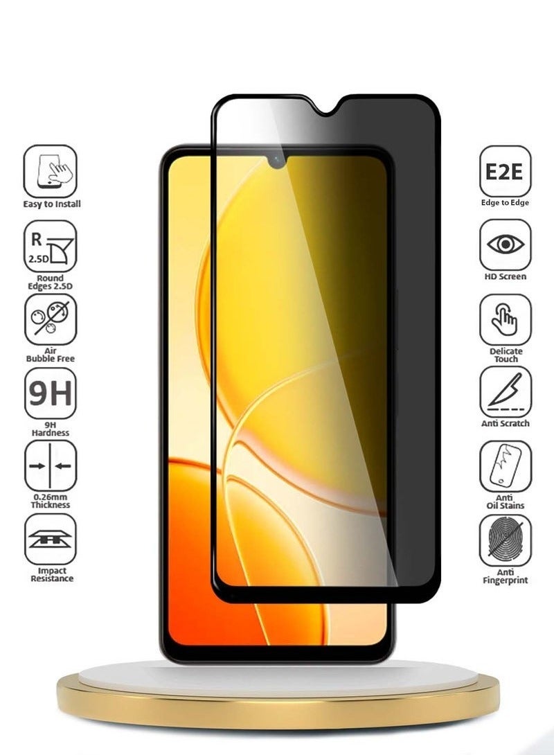Raxoom vivo Y04 4G / vivo Y29s 5G 2025 Premium Privacy Tempered Glass Screen Protector â€“ Full Glue Full Cover E2E Series with Anti-Spy Filter, 9H Hardness, Scratch Protection, Bubble-Free Installation â€“ Clear/Black - Image 1